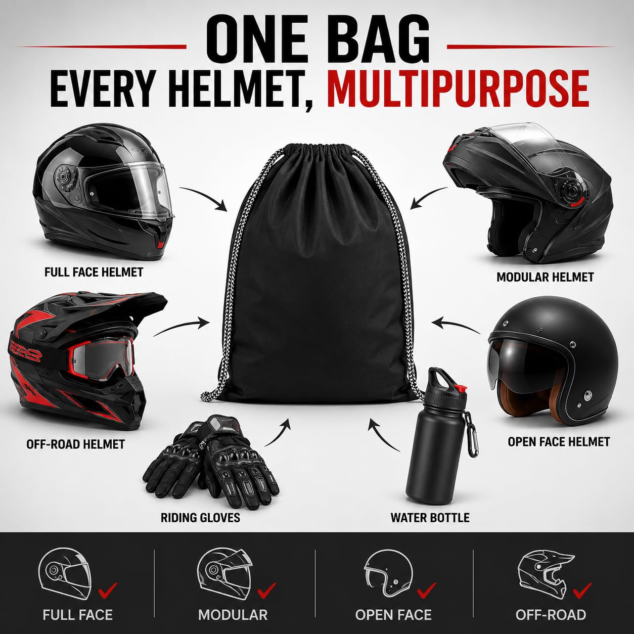 FALCON-ONE Helmet Cover/Bag | Fits for All Helmets | (Polyester